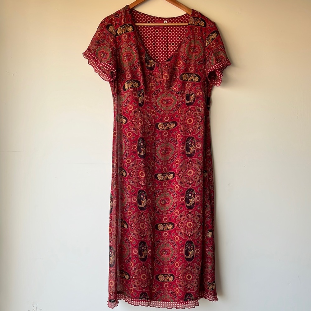 Johnny Was 100% Silk Parsley Dress Size M
